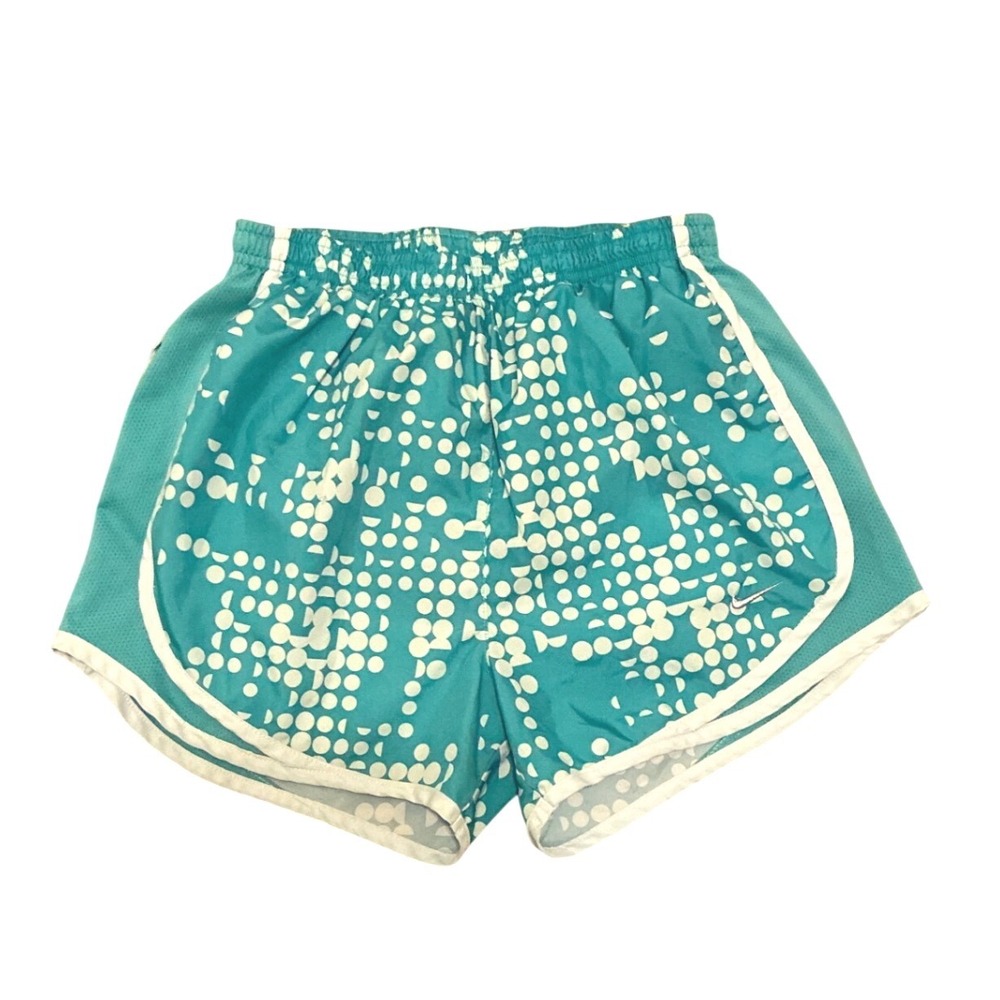 Nike Dri-FIT Tempo Running Shorts Teal White Dot Print Womens XS‎ Activewear